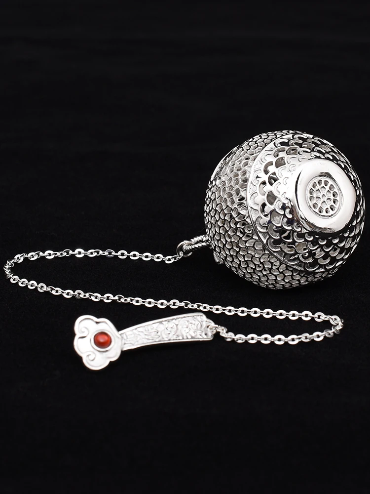  New S999 Silver Ball Tea Dip Net Filter with Hook Loose Tea Spice Ball with Rope Chain Home Kitchen - 1000008304268