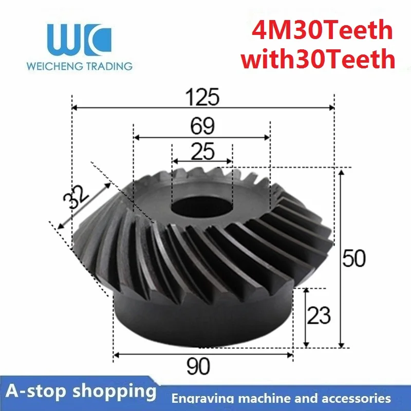

2pc 1:1 Bevel Gear 4 Modulus 30 Teeth + 30 teeth Inner Hole 25mm 90 Degree Drive Commutation carbon Steel Gears