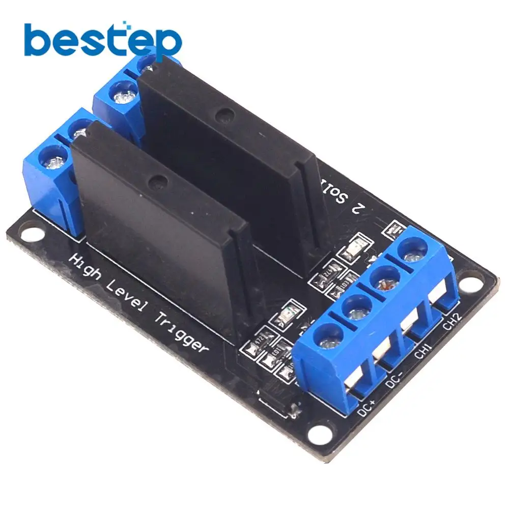 

5V 2 Channel Solid State Relay Module High Level Trigger DC-AC 250V 2A Output with Resistive Fuse