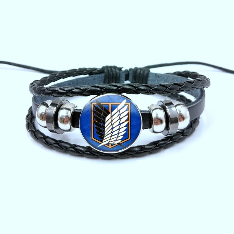 

Anime Attack on Titan Survey Corps Black button leather Leather Bracelet Levi Ackerman Eren Cosplay Lover Gift