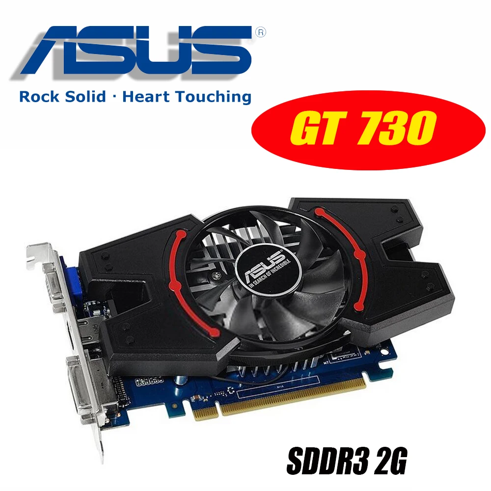 Видеокарта ASUS оригинальная б/у GT730 2GB SDDR3 видеокарты для nVIDIA Geforce GPU игры Dvi VGA б/у видеокарты GT 730