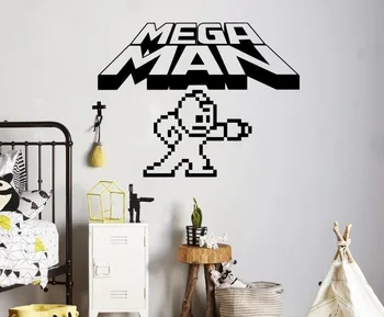 

Free Shipping Mega Man Pixels Wall Decal Video Game Logo Wall Vinyl Sticker Retro Game Home Interior Kids Room Wall Decor