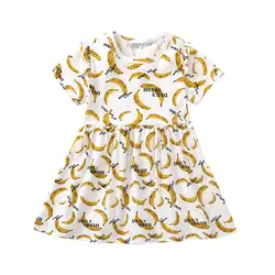 Платье для девочек коллекция 2018 года, новые летние детские дети милые с фруктовым принтом короткий рукав нарядное платье принцессы на день