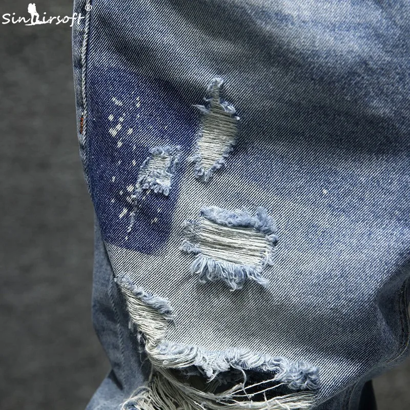 2019 Summer Men's Jeans Cotton Broken Copper Shorts Stretch Casual Large Size Denim Shorts 28-36 Blue Floor Exposed Ankle Shorts