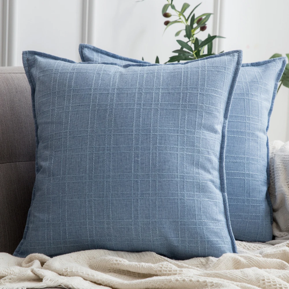 

1 PC Decorative Plaids Pillow Covers Simple Cotton Linen Solid Cushion Cover Throw Pillows Case Shell for Sofa Bed Car 18x18 cm