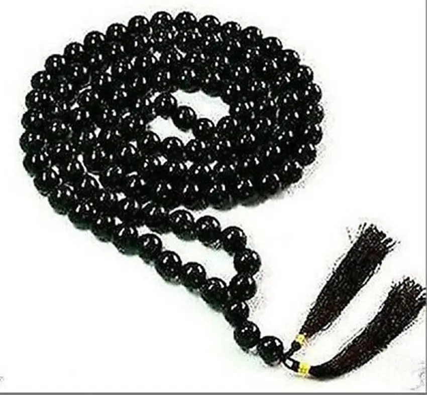 Wholesale G!!HG!!H108 Tibetan Buddhist Black Jade Prayer Beads Necklace
