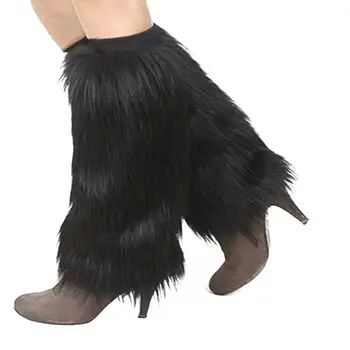 

Women's Leg Warmers Winter Solid Faux Fur Boot Covers Lady Furry Trendy Leg Warmer