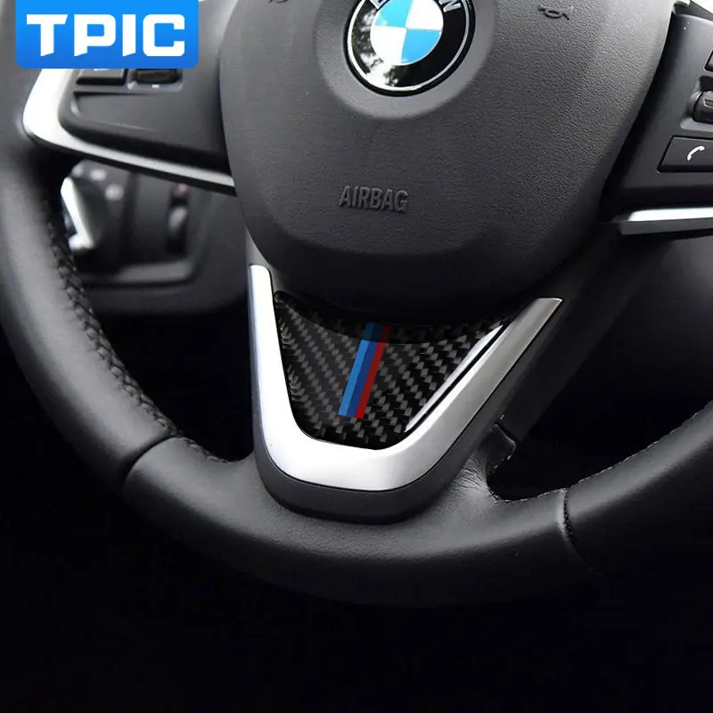 

Carbon Fiber Steering Wheel Stickers M stripe Emblem Stickers For bmw x1 e84 2016 2017 2 gran tourer Interior Car Styling
