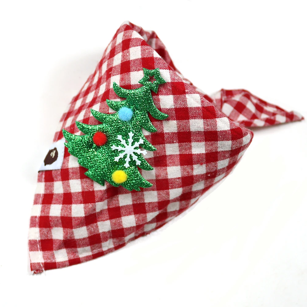 30pcs Christmas Pet Supplies Handmade Cotton Adjustable Dogs Cat Bandanas Scarf  Bowties Santa Claus Snowman Pet Dog Accessories