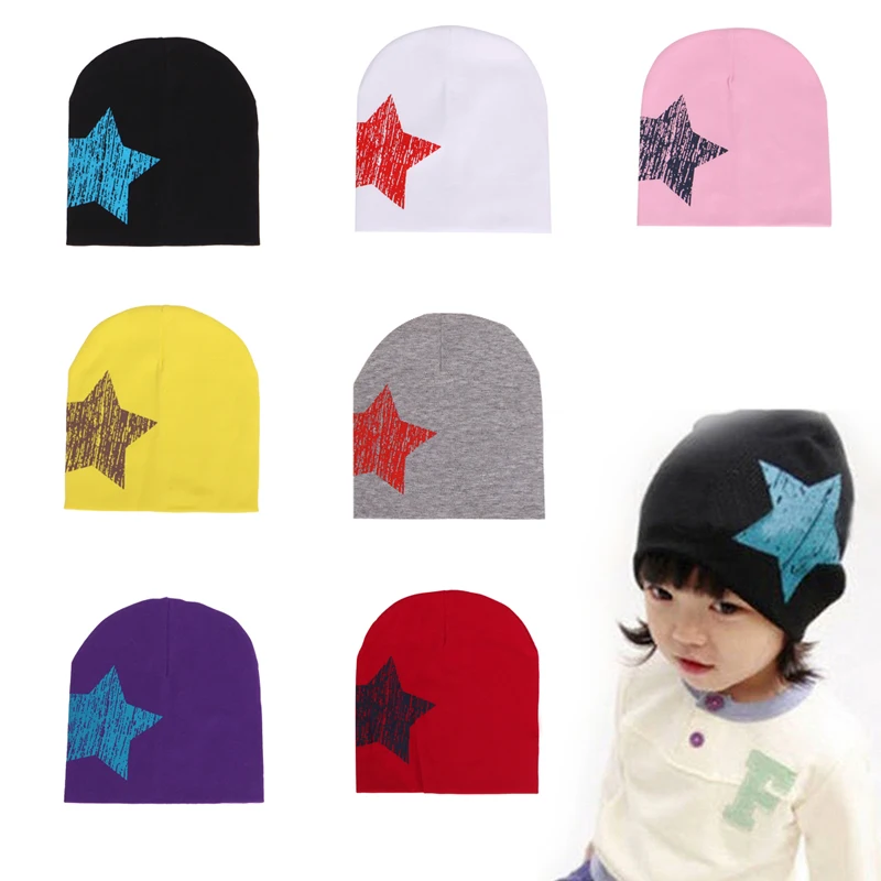 Unisex Girl Boy Kid Toddler 7 colors Infant Children Cotton Soft Cap Beanie Star Hat baby kid girl boy toddler animal print beanie cap newborn infant cotton soft hat