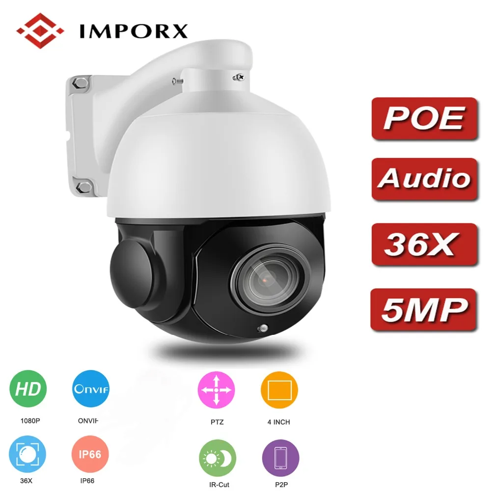 

IMPORX PTZ IP Camera 5MP HD 36X PTZ Mini Dome POE Surveillance Camera Outdoor Onvif Waterproof IR 100M P2P CCTV Security Camera