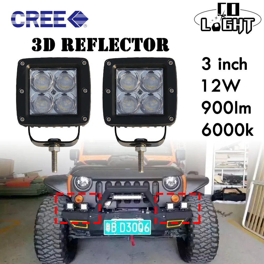 

Led Work light 3D 4D Reflector 900 Lumen Cree Chip Spot Flood beam Driving Offroad Boat Car Tractor Truck 4x4 SUV ATV 12V-24V