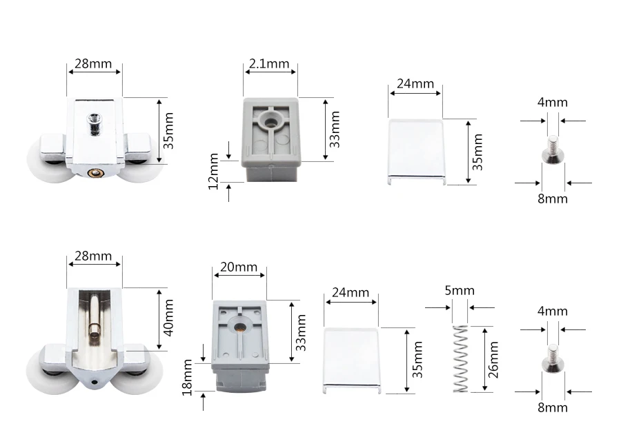 До 4 никель-металл-8 шт./компл. 23 мм 25 мм нейлон раздвижных Стекло ролики двери приводной ременный шкив Runner подшипник душевая кабина аппаратных аксессуары для ванной комнаты