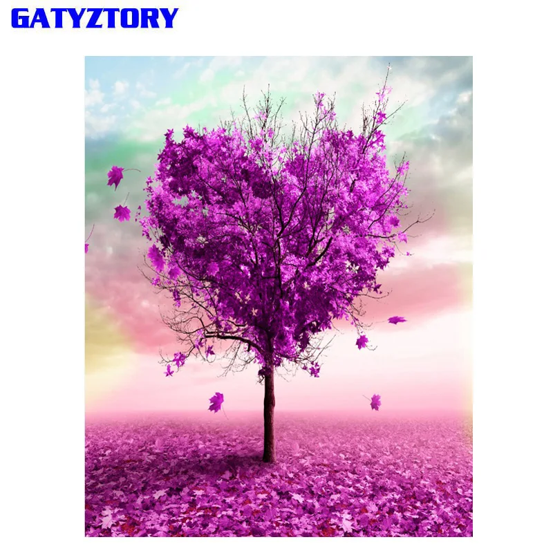 

GATYZTORY Heart Tree DIY Painting By Numbers Romantic Calligraphy Painting Modern Wall Art Picture Home Decor 40x50cm Artwork