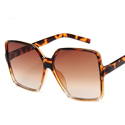 Винтажные негабаритные Квадратные Солнцезащитные очки женские брендовые дизайнерские солнцезащитные очки мужские оттенки большие черные линзы UV400 Модные очки - Цвет линз: leopard-tea