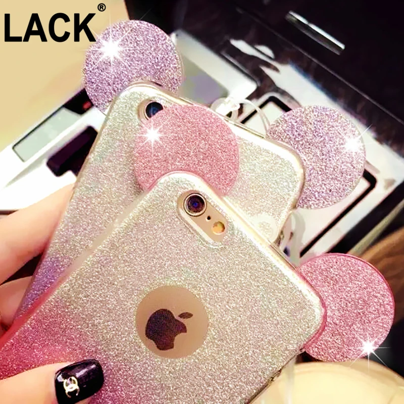 3D Mickey Mouse Ears Phone Cases For iphone 5S Case For iphone 5 SE 6 6S 6 Plus 4 4S Cute Candy Gradient Soft TPU Cartoon Cover