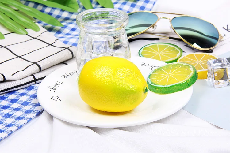 Желтый и зеленый цвета моделирование лимон поддельные фрукты модель DIY украшения Свадебная вечеринка дома подходит для съемки фото фон