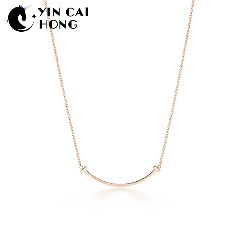 

YCH Charm Gift 925 Sterling Silver Rose Gold SmileTIFF Attractive Elegance Temperament Necklace World Jewelry