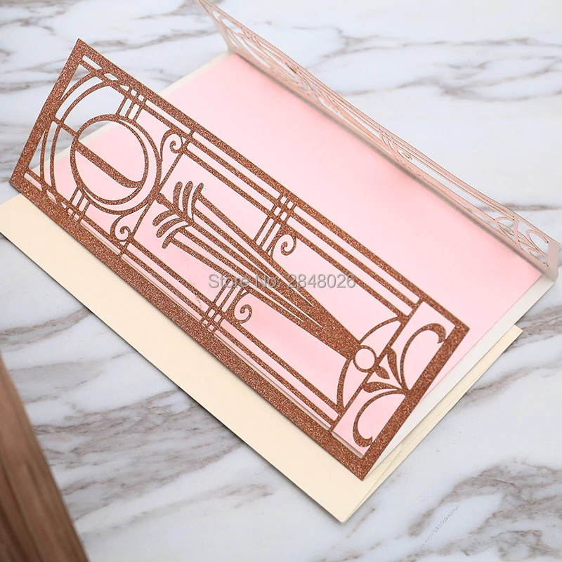 Индивидуальные монограммы блеск розовое золото Lasercut ворота лазерная резка