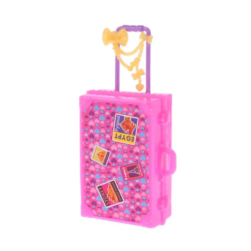 

Doll Suitcase Toys Travel Fashion Cute Furniture Dollhouse Luggage Simulation Kids Children Girls Trunk Plastic Miniature Dolls
