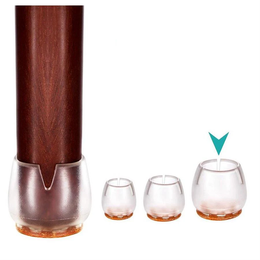 

Chair Leg Floor Protectors,Transparent Clear Silicone Table Furniture Leg Feet Covers Caps,Felt Pads,Wood Floor Protector,Round