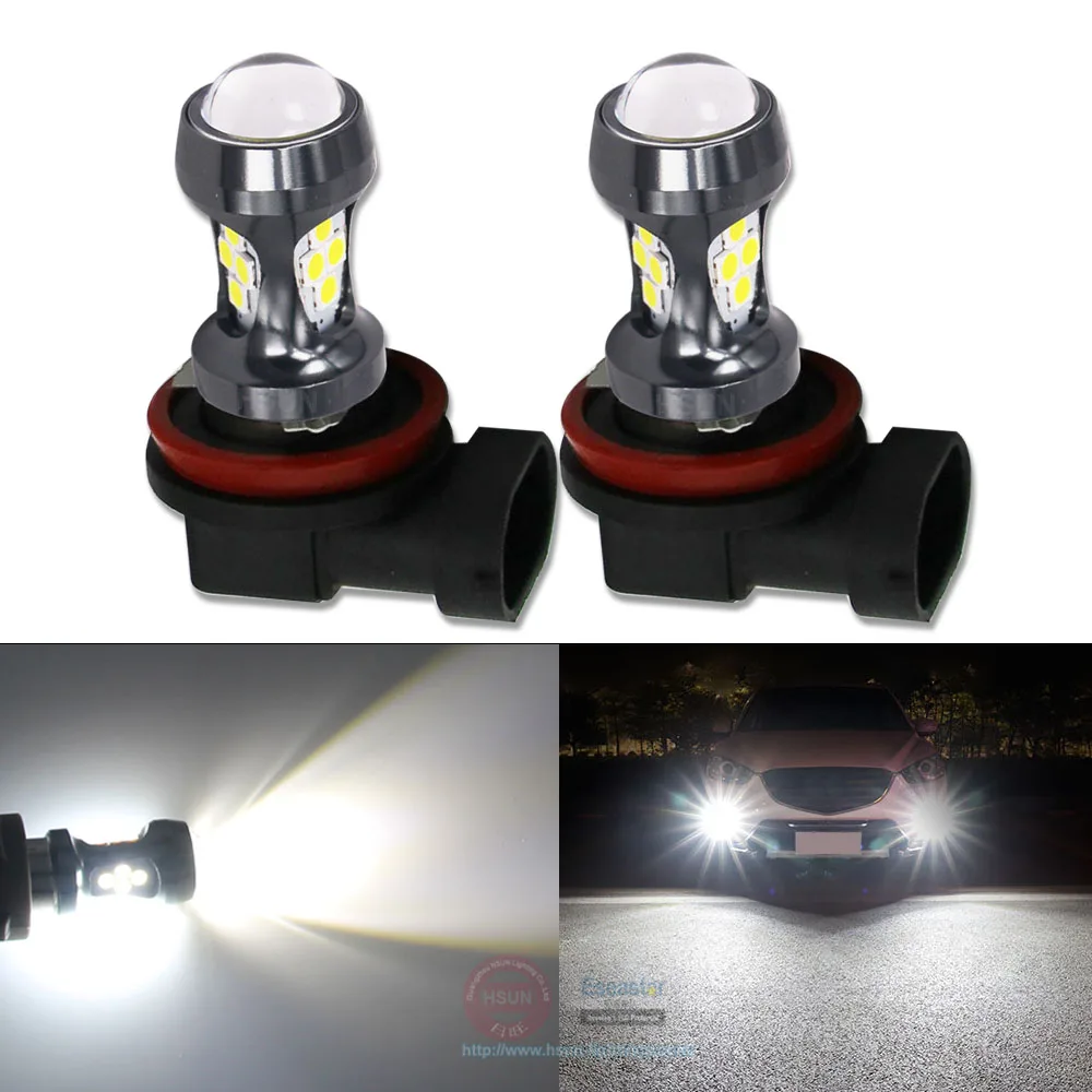 

Eseastar 2Pcs 1200 Lumens 3030 LED H11 H9 H8 LED Car Fog Light DRL Bulbs Day Running Light White Waterproof IP68 12-24V