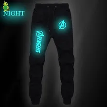 Штаны с принтом «мстители», светящиеся тренировочные Мужские штаны для бега, джоггеры спортивные штаны, Уличная Повседневная одежда, штаны для фитнеса, длинные брюки