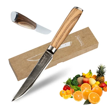 

SUNNECKO Chef Knife 5 inch Kitchen Knives Japanese Damascus VG10 Steel Sharp Blade Utility Cutter Tools Original Wood Handle