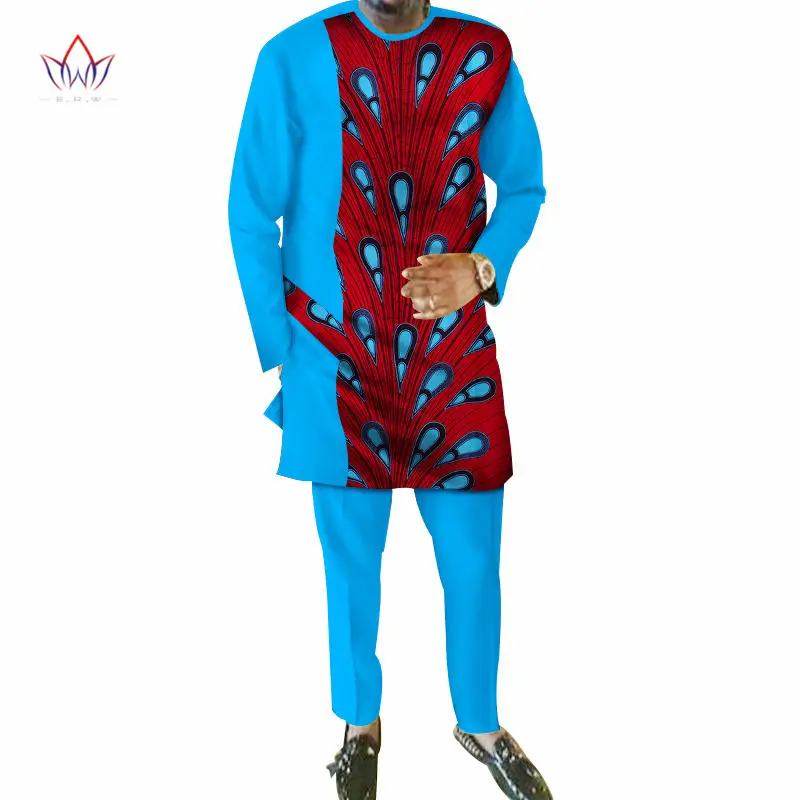 Натуральная Осенняя мужская африканская одежда размера плюс 6XL Мужская Дашики 2 штуки размера плюс африканская мужская хлопковая одежда BRW WYN465 - Цвет: 10
