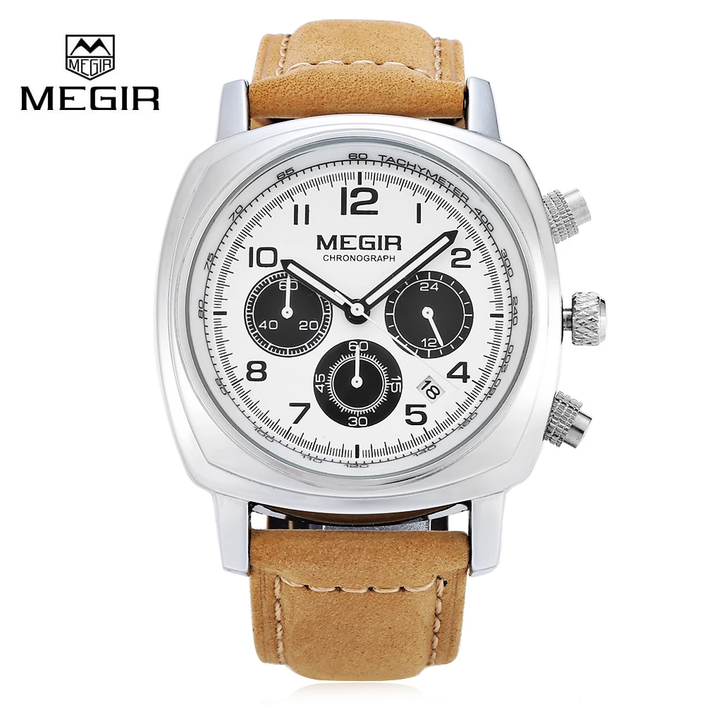 

2018 New Men Watch Megir Luxury Quartz Watches Fashion Casual Simple Wristwatch Genuine Leather Chronograph Relogio Masculino