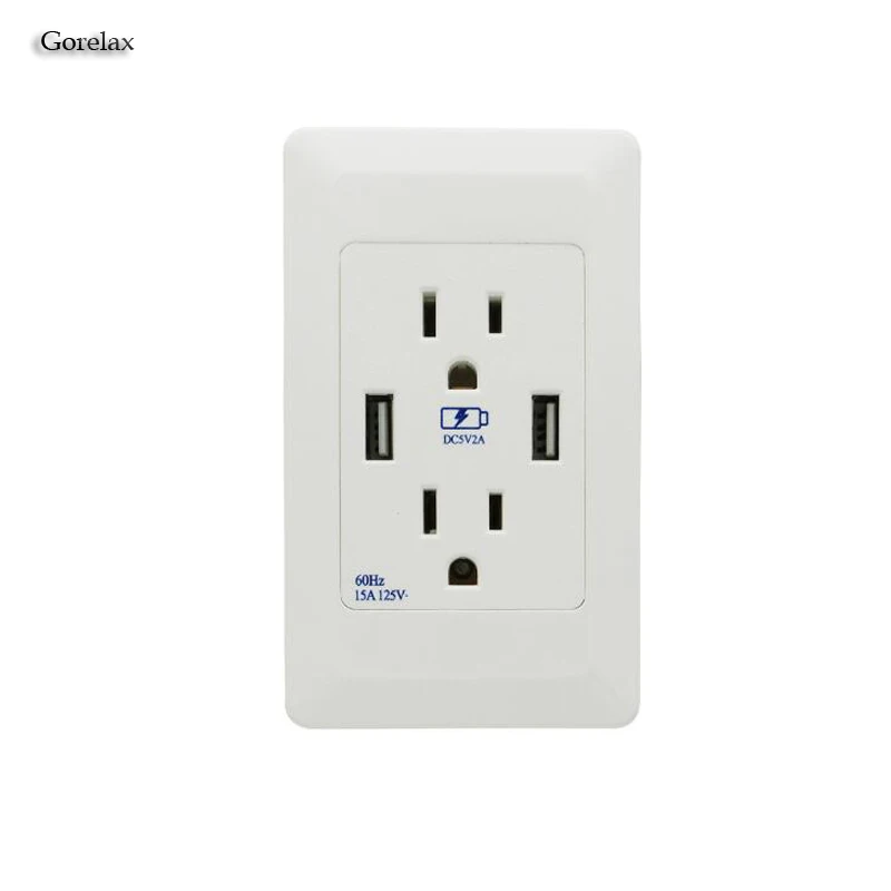 

USB Wall Socket Dual 2 USB Port 5V 2A Wall Outlet Panel Plug Socket Electrical Power Outlet Charger Adapter for Home Appliances