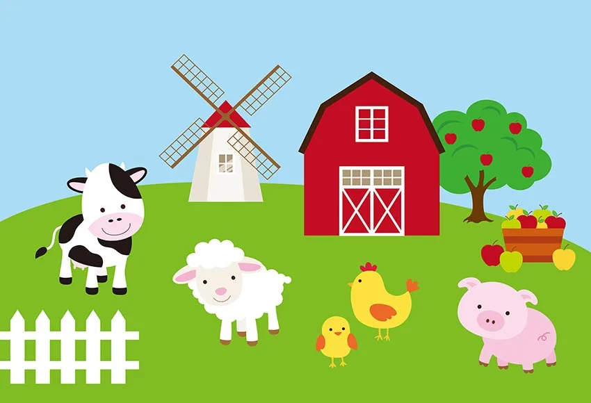 Фон для фотосъемки с тематикой фермы красный сарай скотный двор трактор воздушные шары животные забор сад пользовательские фото фоны для студии - Цвет: Коричневый
