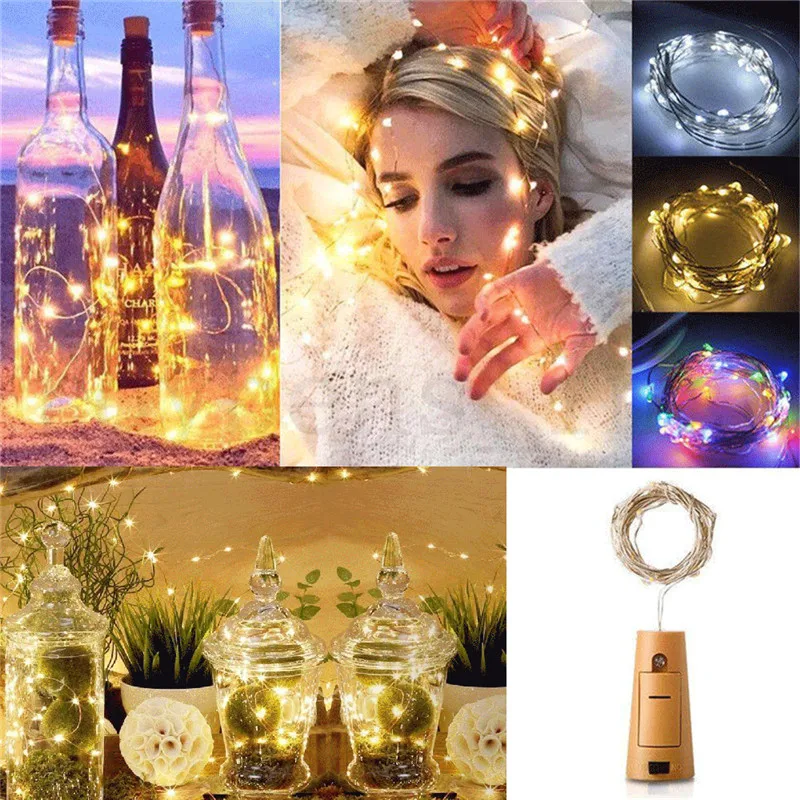 

1M 10 LED Bottle Lights Cork Shape Glass Craft Wine Bottle Garland Copper Wire Corker String Romantic New Year/Christmas Decor