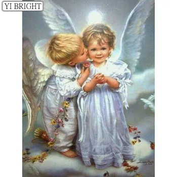 

5D DIY Full Square Diamond Painting Cross Stitch Two little angels 3D Diamond Embroidery Rhinestone Mosaic Home Decor