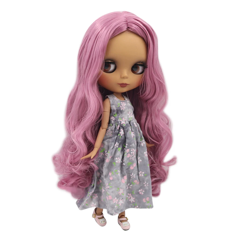 Ледяной DBS Blyth кукольные 1/6 bjd BL1063 голая кукла с темной кожи фиолетовый длинные