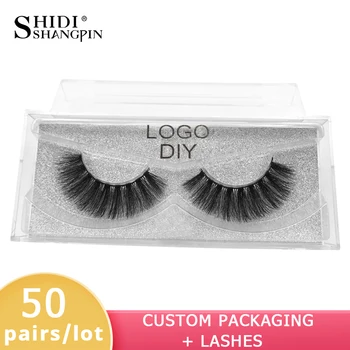 

50 Pairs mink eyelashes custom logo customize lashes false eyelashes 3d mink lashes private label lashes custom packaging