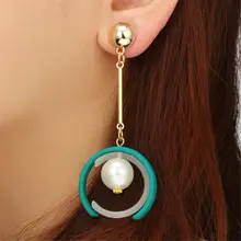 

Alloy Faux Pearl Dangle Earring Vintage Korean Faux Pearl Drop Earring Long Dangling Fashion Infinity Jewelry Elegent Gift