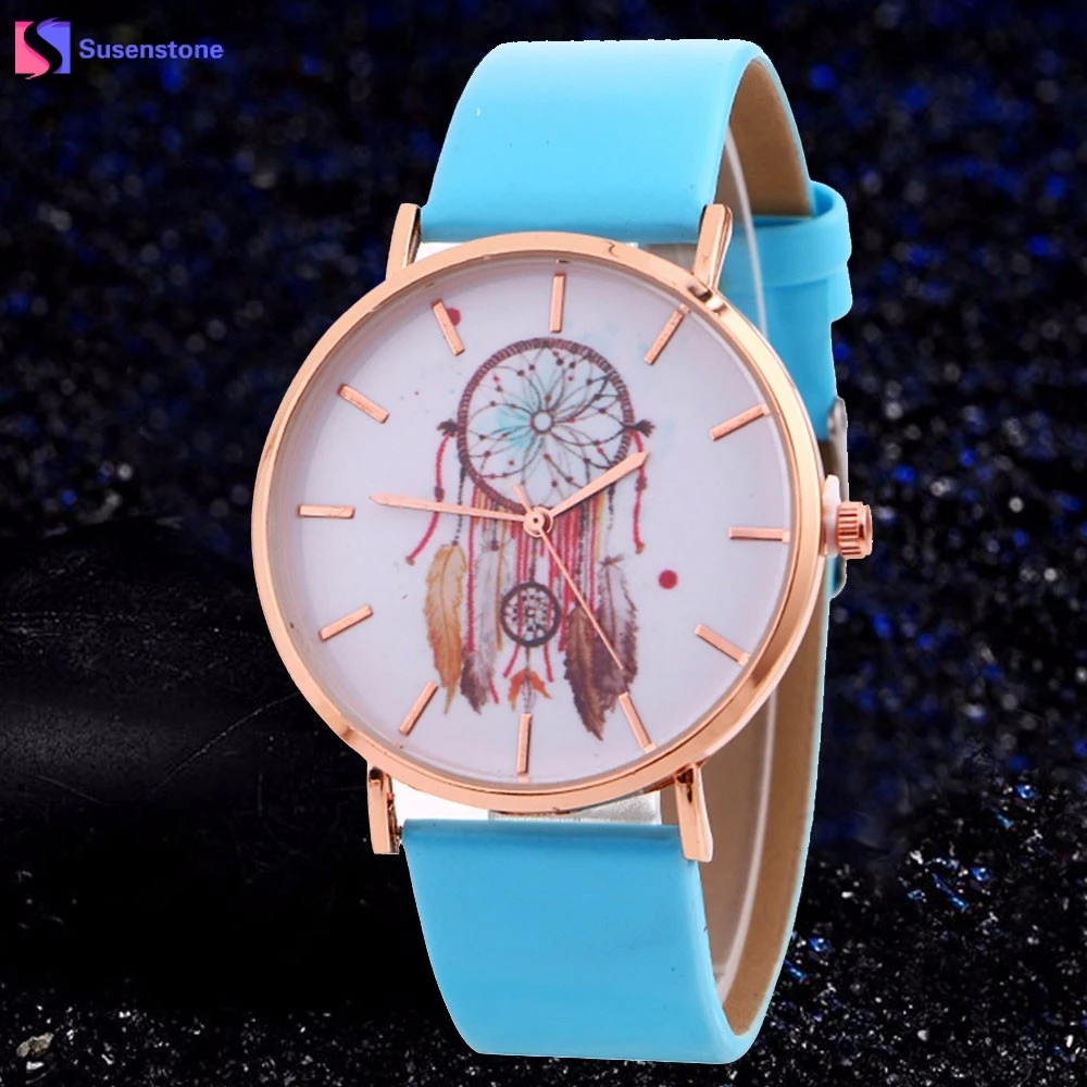 

Hot Sale Women Analog Quartz Watch Dream Catcher Fashion Leather Band Table Wristwatch Female Ladies Clock relogio feminino
