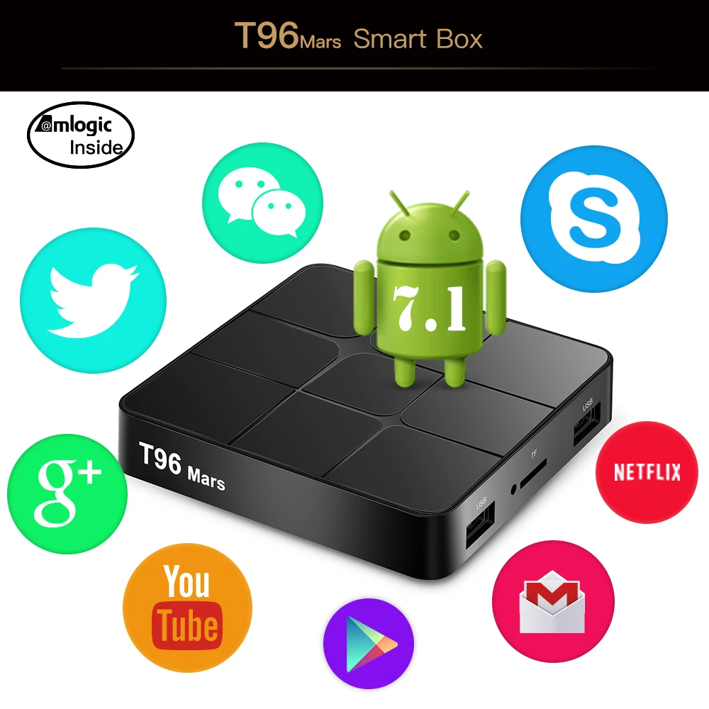 T96 MARS Android 7.1 TV BOX 2GB RAM 16GB ROM Amlogic S905W 2.4G WiFi Bluetooth Media Player 4K HD Smart Set Top Box vs X96 mini