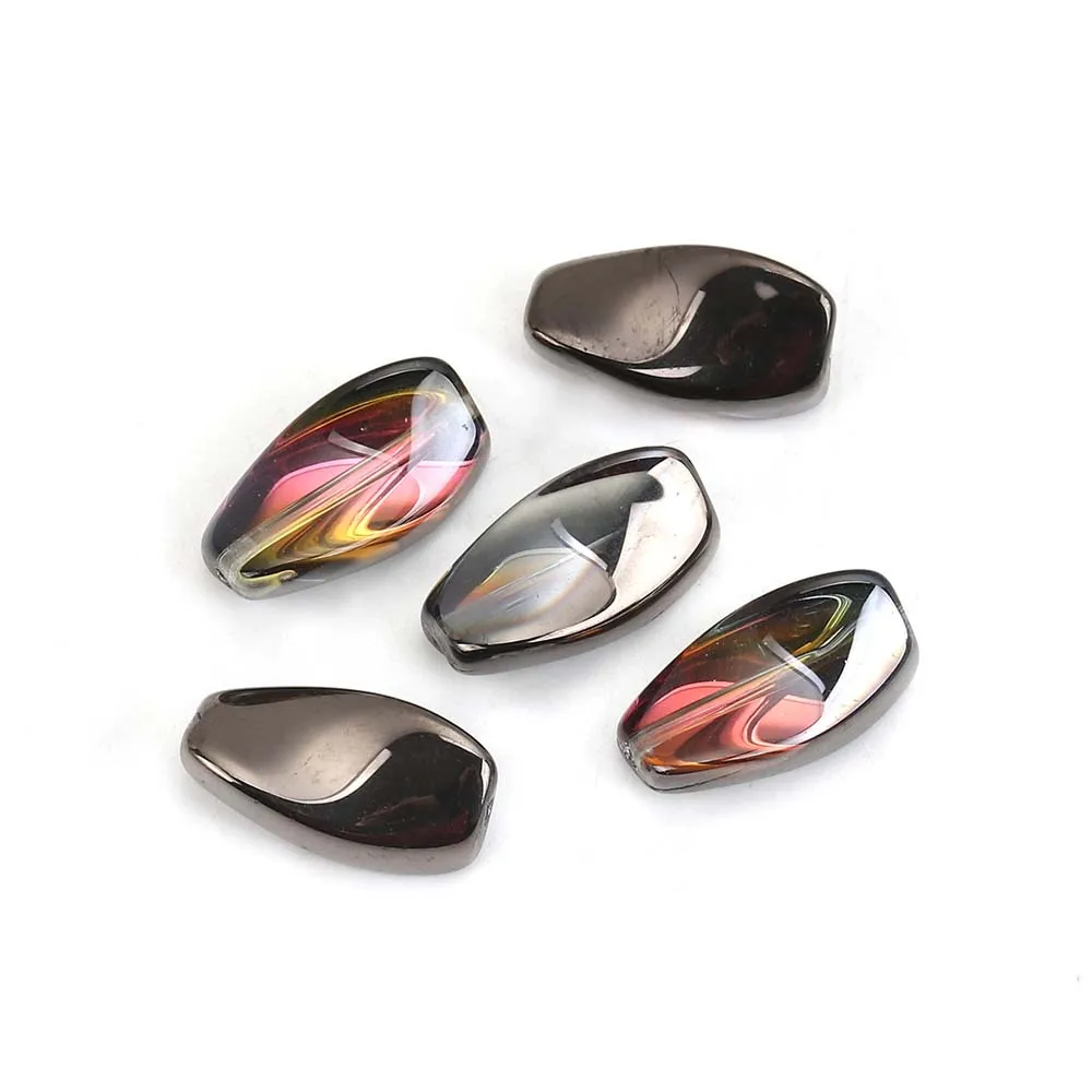 

20PCs AB Glass Borealis Beads Twist Oval Pattern Transparent Multicolor Bead 17x9mm For DIY Jewelry Findings Making Accessories