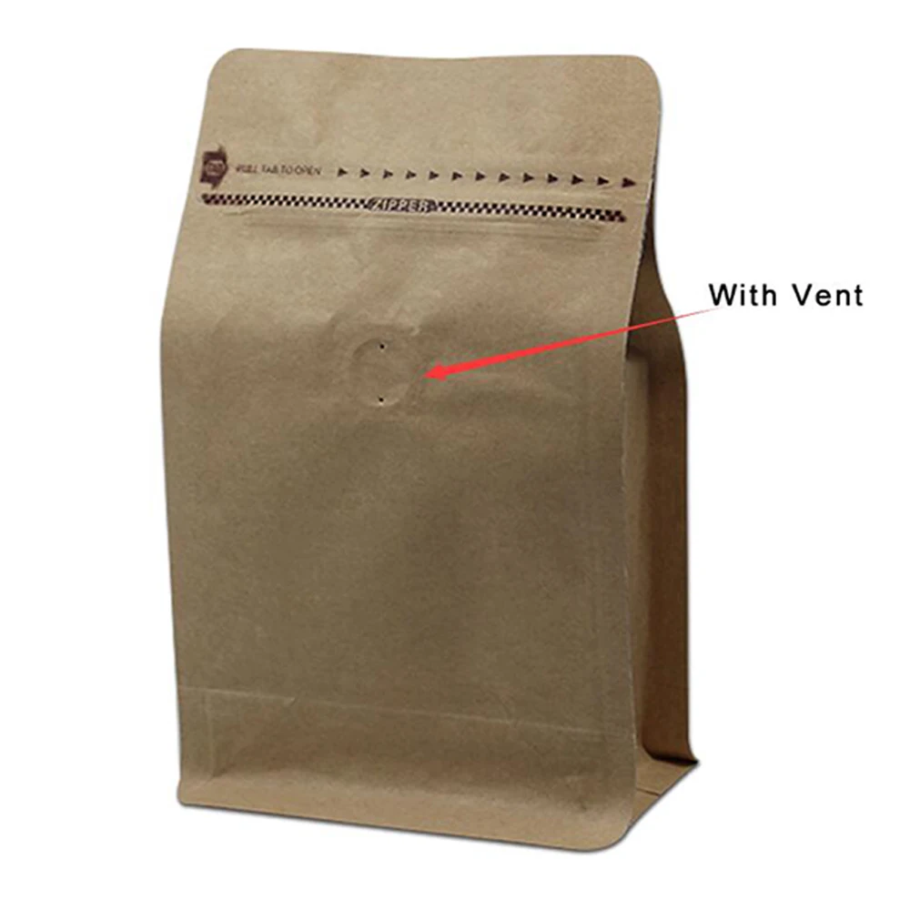 300 шт./лот упаковка кофе сумки с клапан Zip Vent встать открытым верхом тепла запайки Kraft бумага алюминий композитный еда мешок