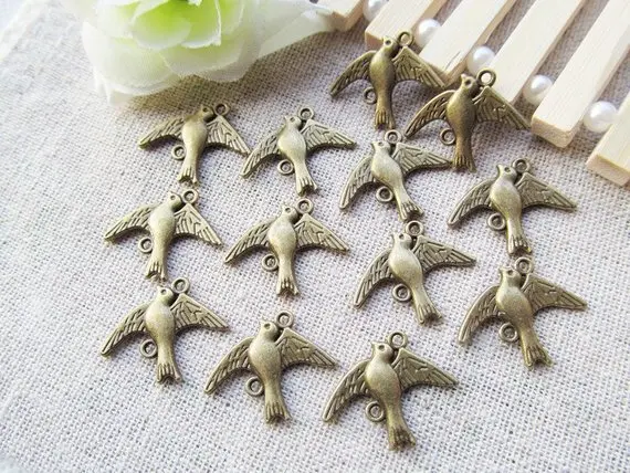 

20pcs Lovely Antique Silver tone/Antique Bronze Swallow/Bird/Dove Connector Pendant Charm/Finding,DIY Accessory Jewelry Making