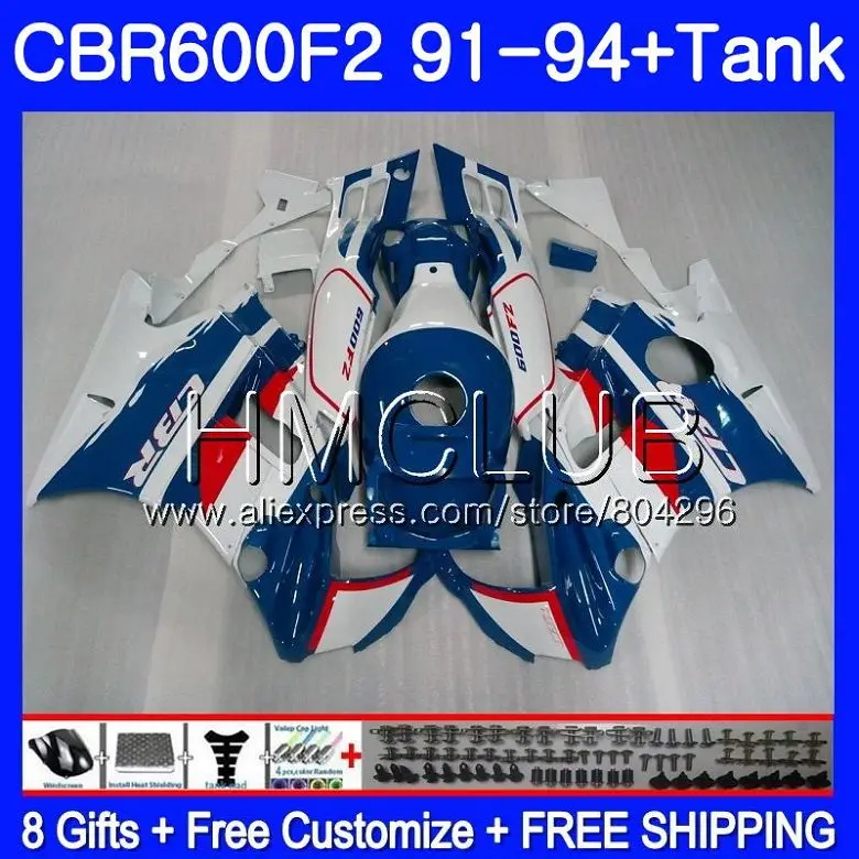 

Body For HONDA CBR600FS CBR 600 F2 FS 91 92 93 94 58HM.18 CBR 600F2 CBR600 F2 CBR600F2 Blue white 1991 1992 1993 1994 Fairing