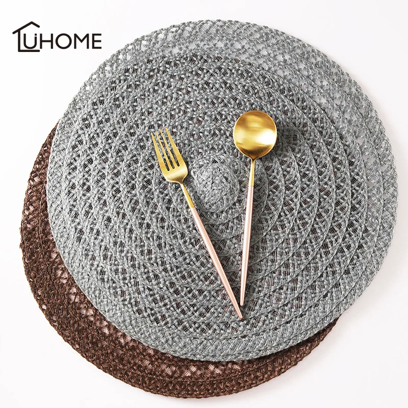 

Home Mat Hollow Weaving Design Table Insulation Pad Round Placemats Table Mats Kitchen Accessories Decoration Pad Coaster 36cm