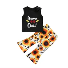 Комплект из 2 предметов, Одежда для новорожденных и маленьких девочек, топы без рукавов и штаны, комплект одежды для маленьких девочек