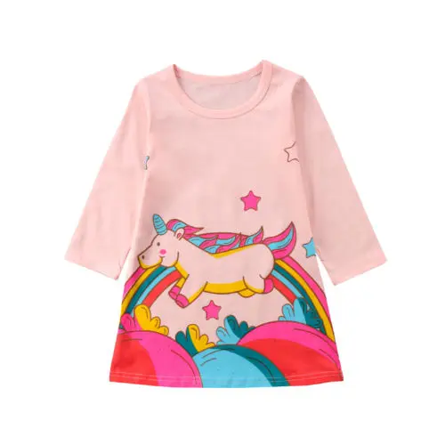 

Cartoon Kids Baby Girl Unicorn Tunic Tops