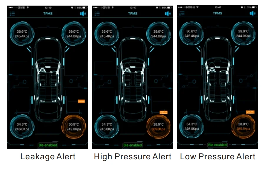 Автомобильный Bluetooth 4 TPMS Android IOS монитор давления в шинах 4 внутренних датчика дисплей приложения для мобильного телефона для ios andriod