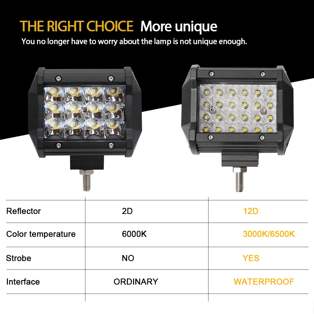 CO светильник " 72 Вт 4-рядный 12D светодиодный рабочий светильник 12 в 3000 К 6500 к стробоскоп внедорожный светодиодный фонарь для грузовика SUV ATV 4x4 4WD противотуманный светильник