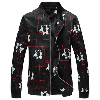 

Fashion Floral Bomber Jacket Coat Men Flower Printing Slim Fit Male Jackets Windbreaker Mens Aviator Baseball Jacket Man Clothes