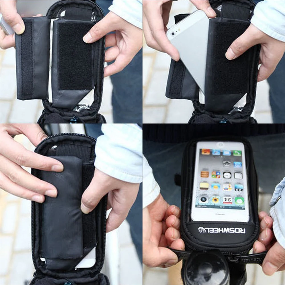 Best Waterproof frame front head tube bicycle bag front beam riding mobile phone bag 4.8 / 5.5 inch touch screen bike accessories 0